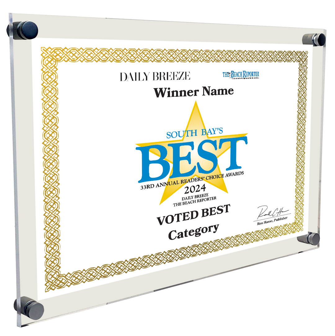 South Bay's Best Of and Readers Choice Certificate - 10