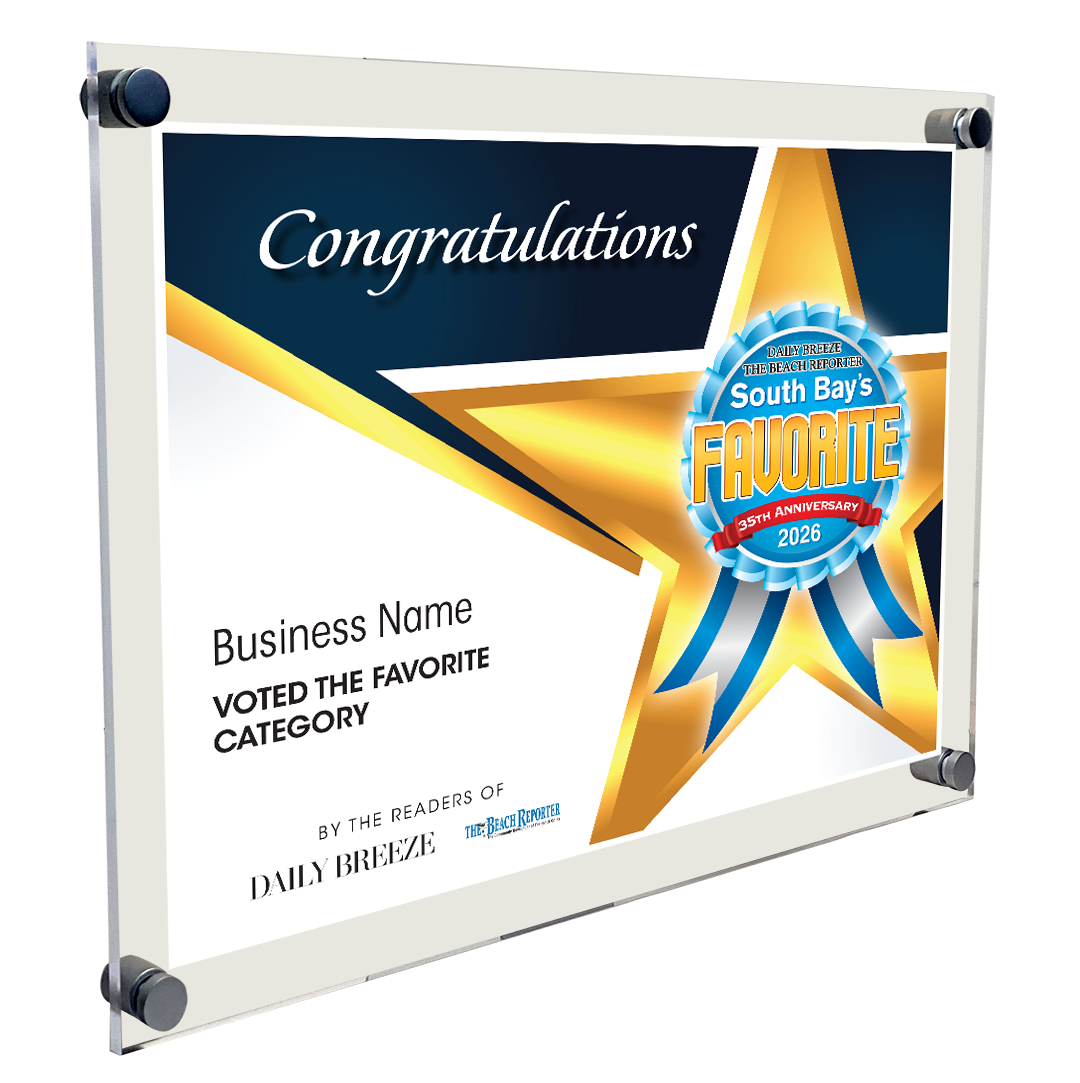 South Bay's Best Of and Readers Choice Certificate - 10