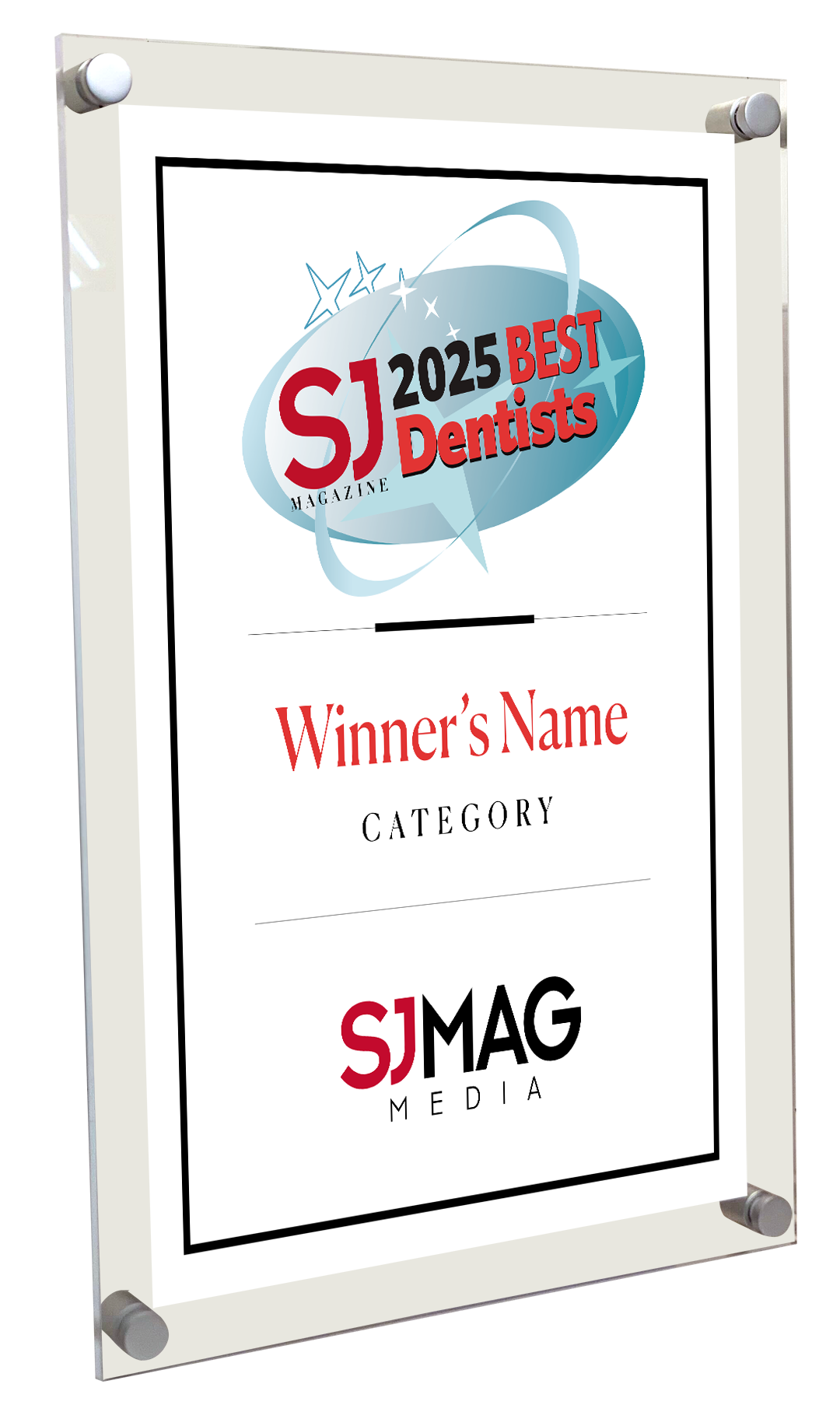 SJ Mag - Best Dentists - Acrylic Plaques
