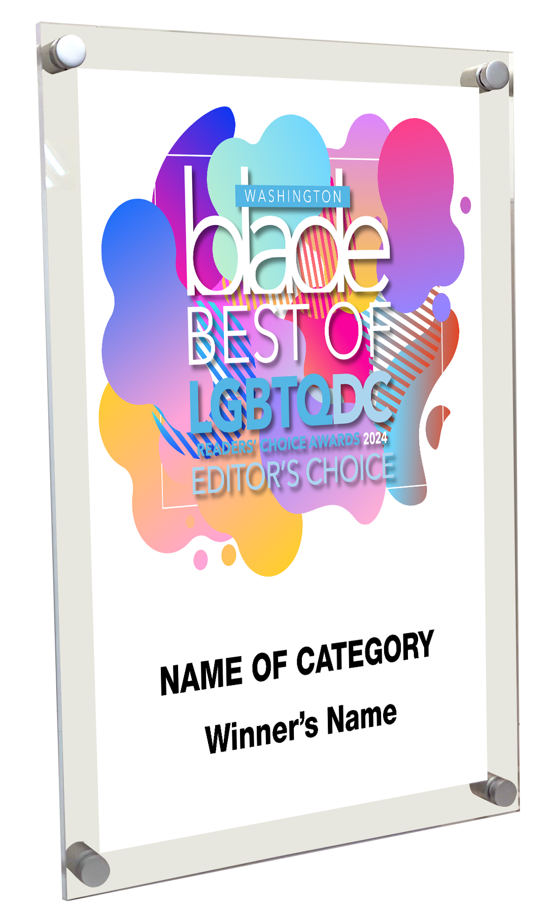 Washington Blade Best of LGBTQ DC Award - Acrylic Standoff Plaque