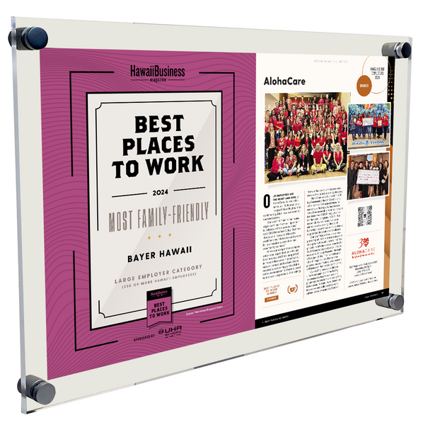 Hawaii Business Best Places to Work Article Spread- Acrylic Plaque