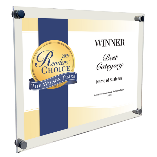Wilson Times "Readers' Choice" Award - Acrylic Standoff