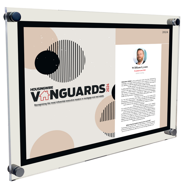 HousingWire Editorial Award Programs Profile Spread Plaque - Acrylic Standoff