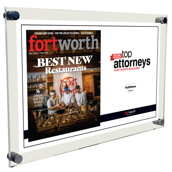 Fort Worth Magazine Top Attorney Acrylic Plaque - Cover & Award