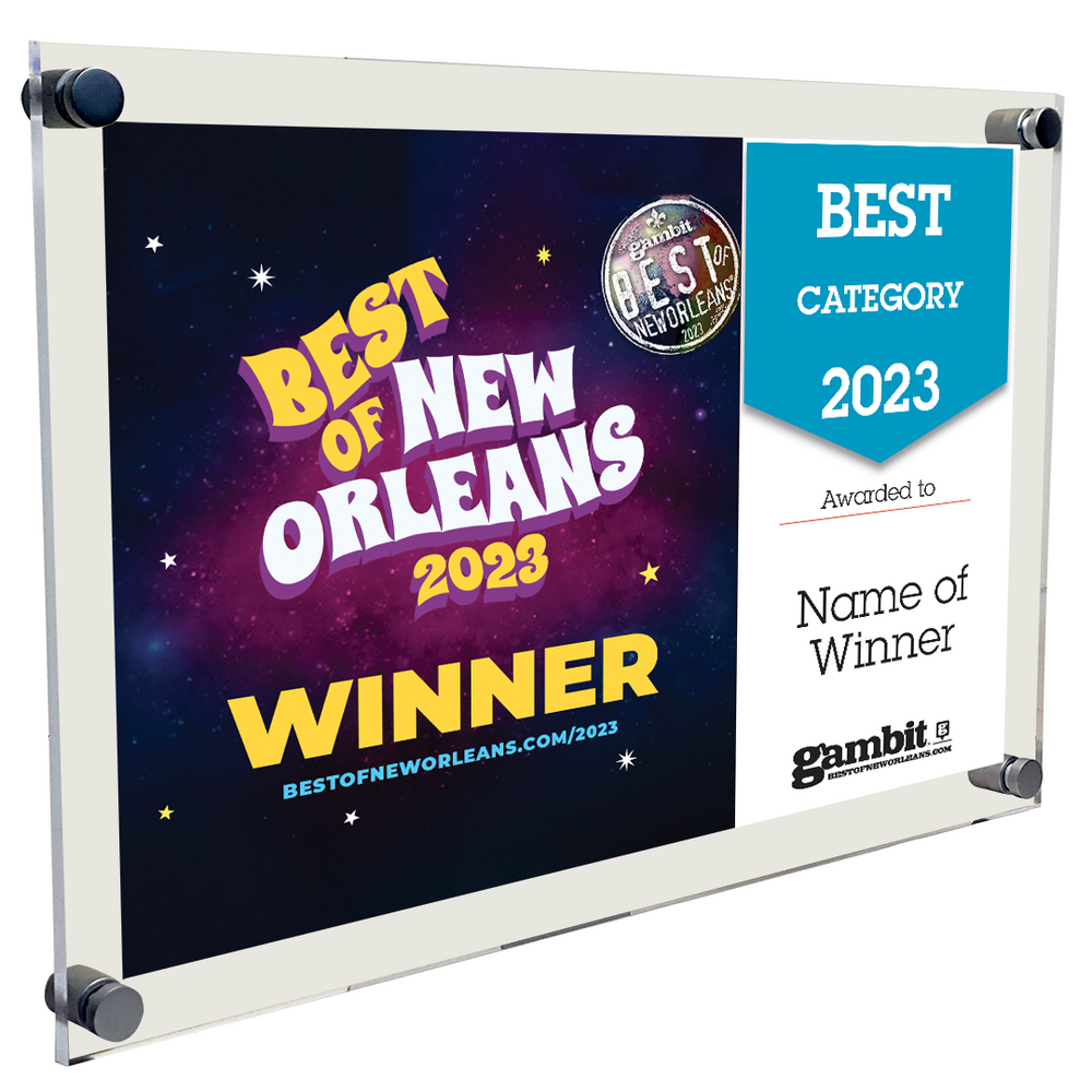Gambit "Best of New Orleans" Award Plaque - Acrylic Standoff