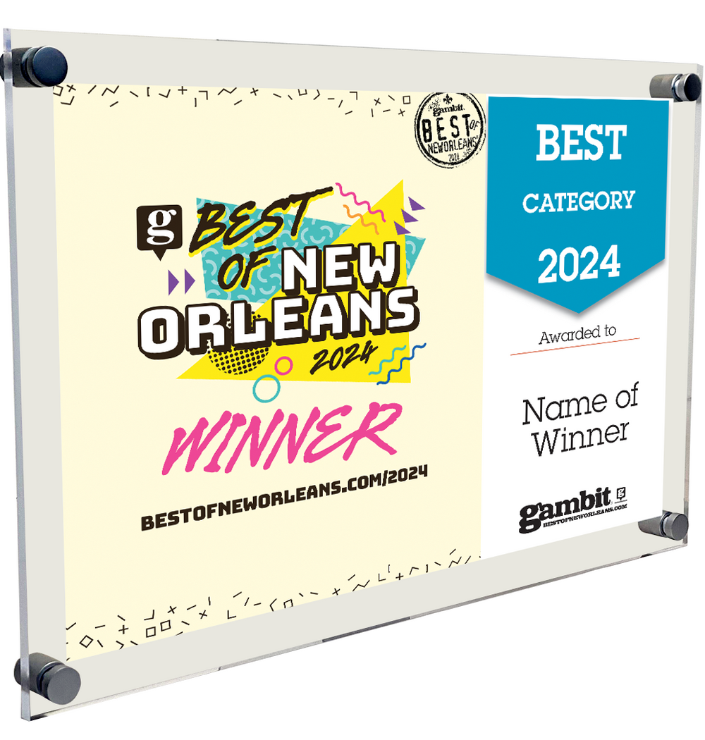 Gambit "Best of New Orleans" Award Plaque - Acrylic Standoff