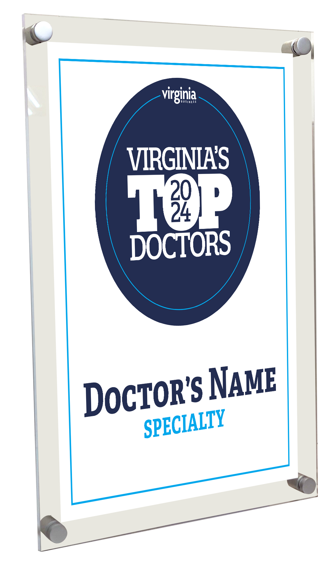 VA Business Top Doctors Award Plaque - Acrylic Standoff