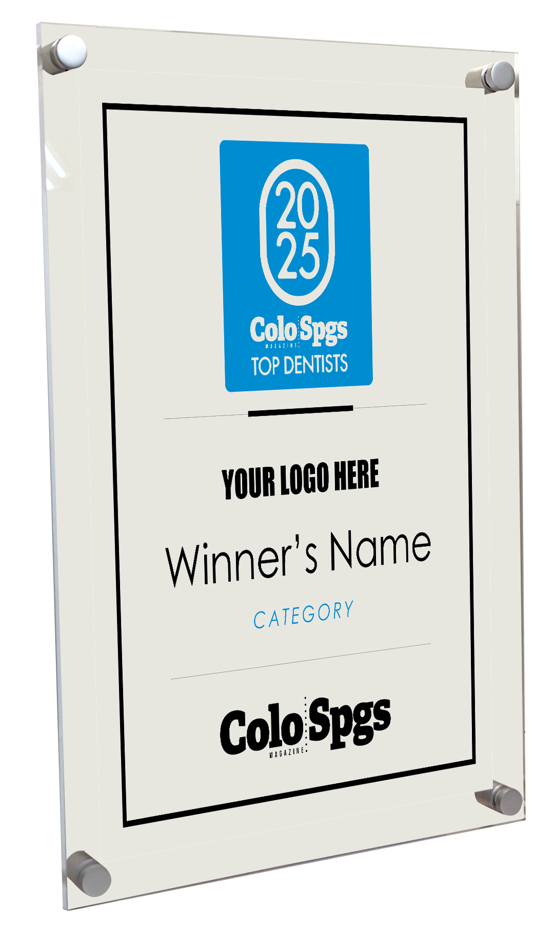 Colorado Springs Magazine - Top Dentists  - Acrylic Plaques