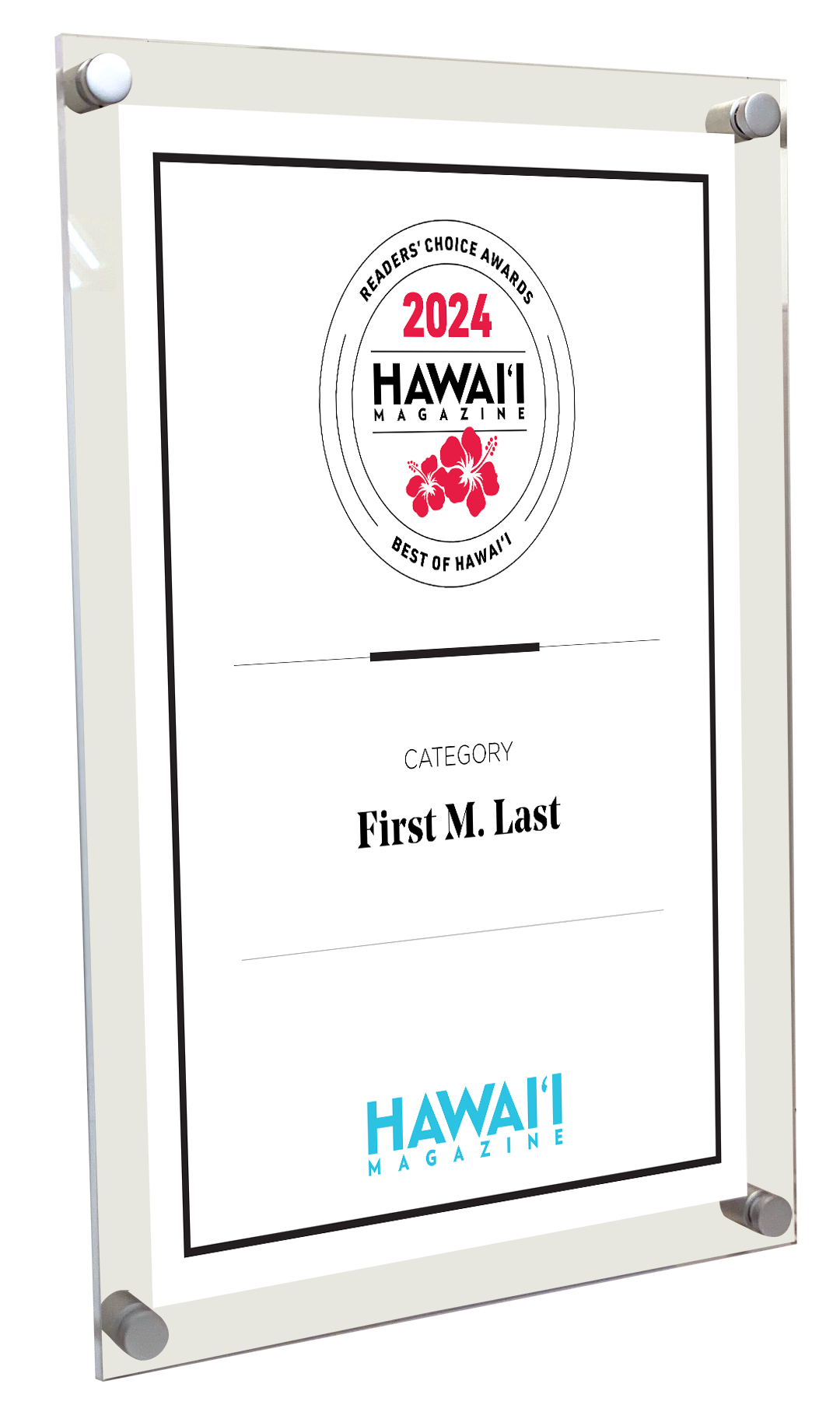 Hawaii Magazine: Reader's Choice Awards - Acrylic Plaque