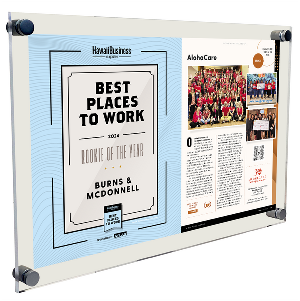 Hawaii Business Best Places to Work Article Spread- Acrylic Plaque