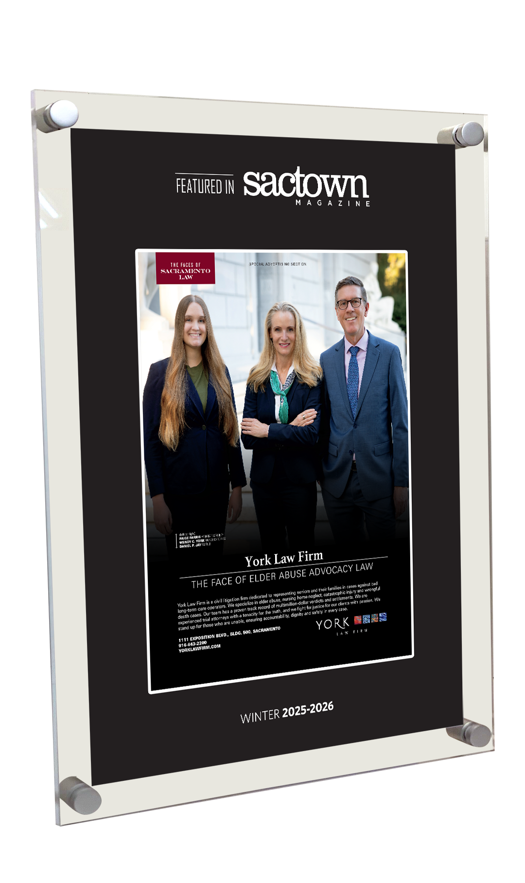 Sactown Magazine - Faces of Sacramento Law - Acrylic Plaques