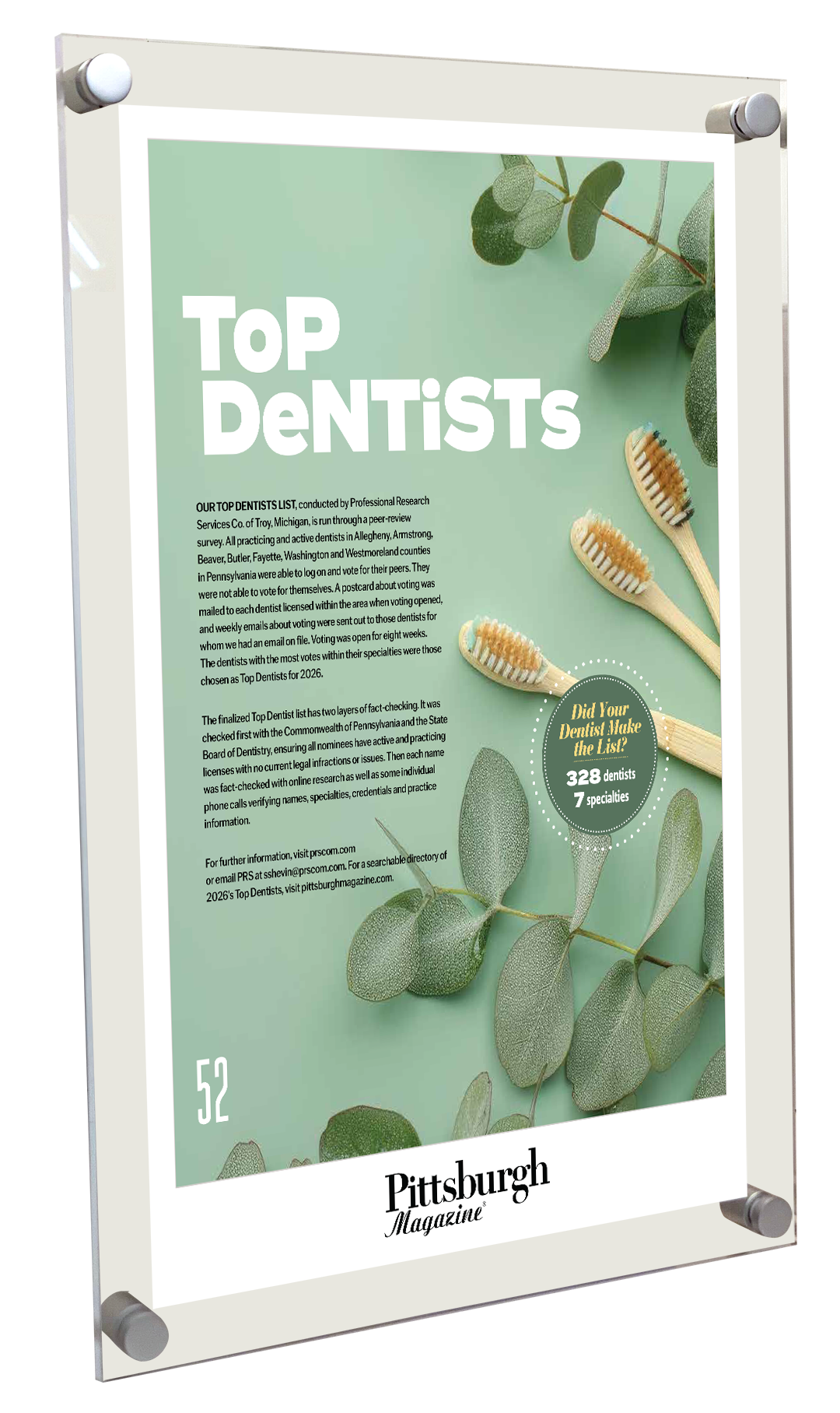 Pittsburgh Magazine - Top Awards - Acrylic Standoff Plaque