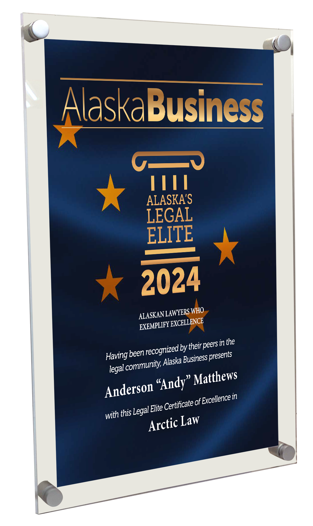 Commemorative Alaska Legal Elite Acrylic Plaque