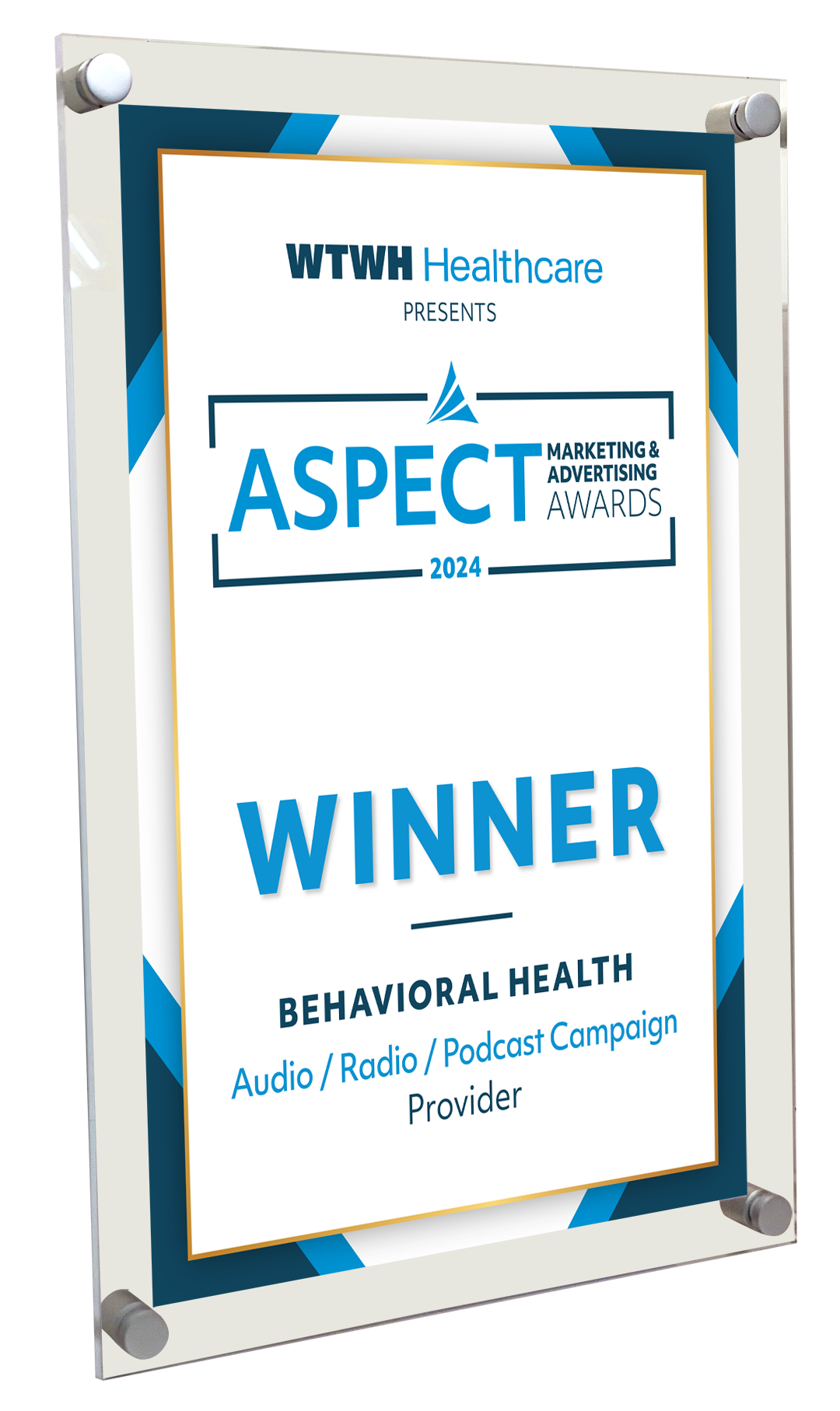 WTWH Healthcare Aspect Award - Acrylic Standoff Plaque