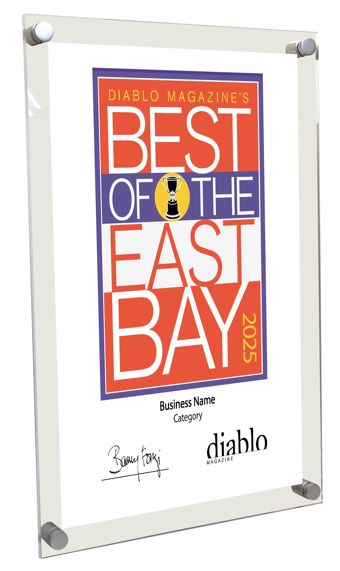 Diablo Magazine "Best of the East Bay" Award - Acrylic Standoff