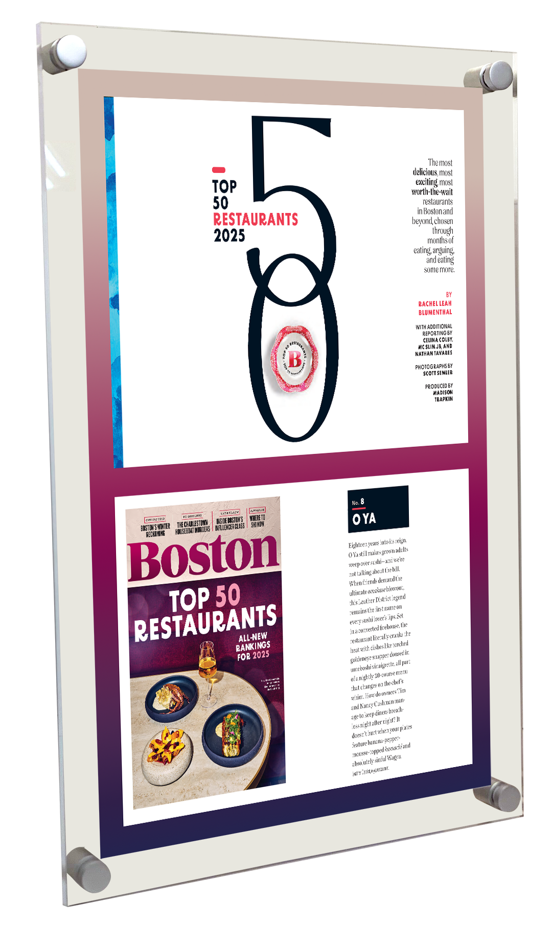 Boston Magazine "Top 50 Restaurants" - Acrylic Standoff Plaque