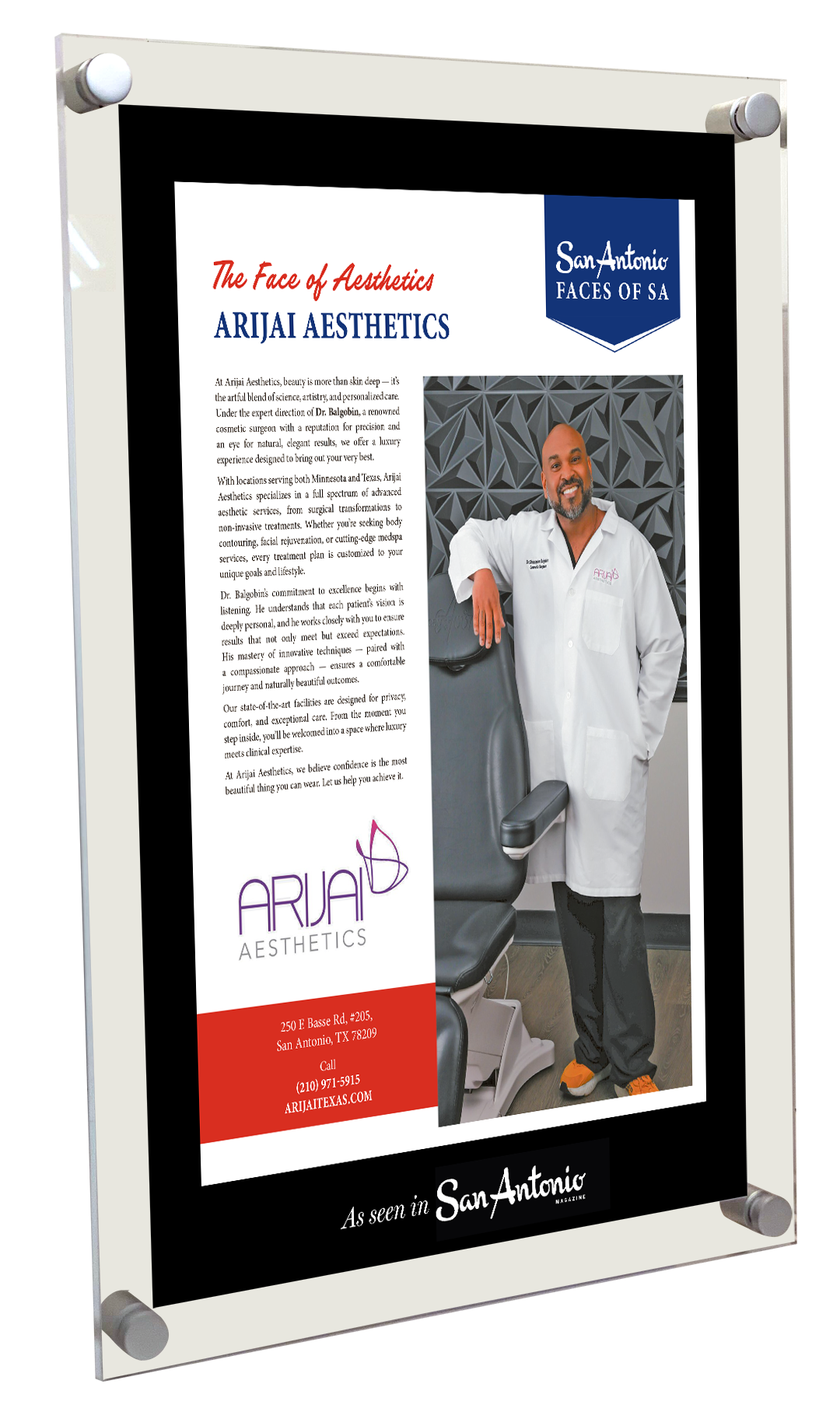 San Antonio Magazine FACES - Acrylic Standoff Plaque