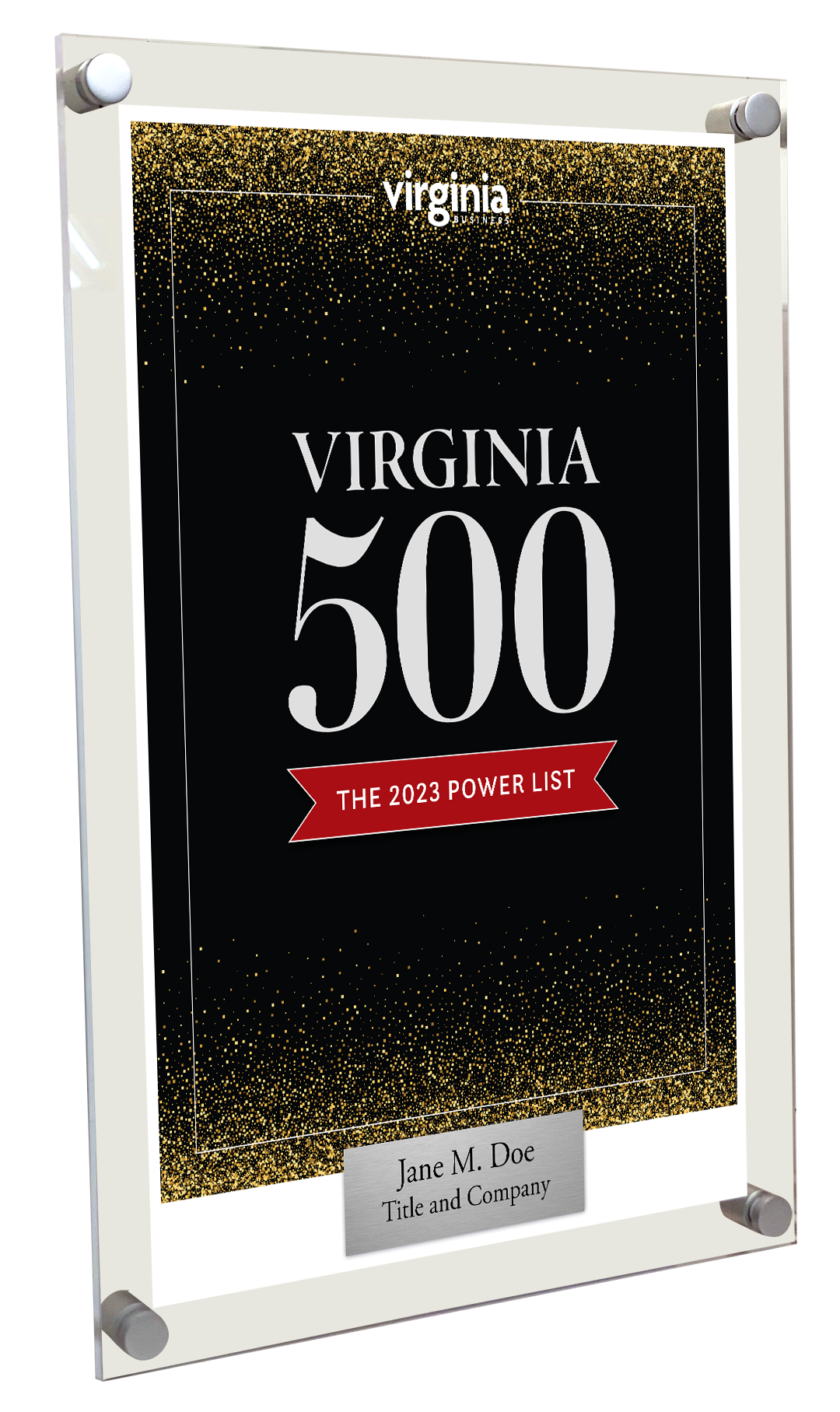 Virginia 500 Cover Award Plaque - Acrylic Standoff