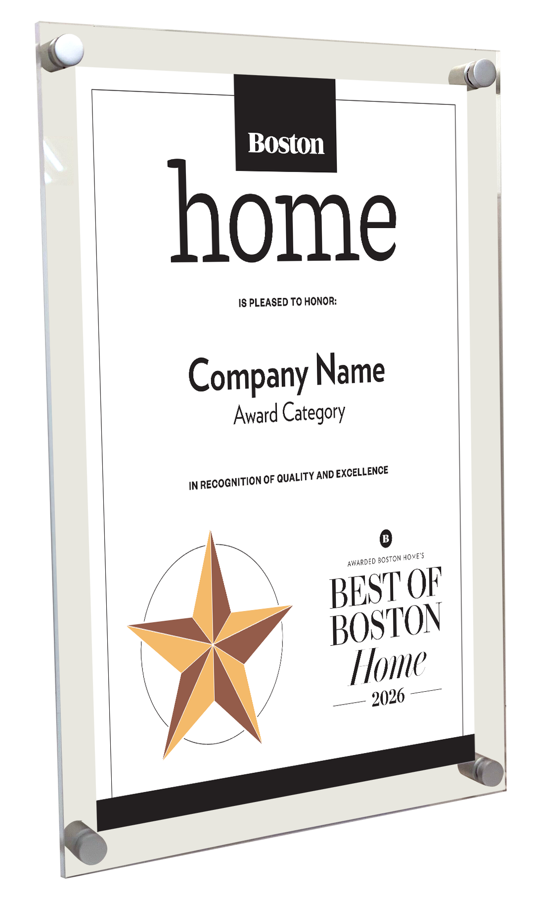 "Best of Boston Home" - Acrylic Standoff Plaque