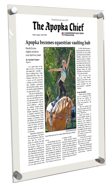 Apopka Chief News Article - Acrylic Standoff Plaque