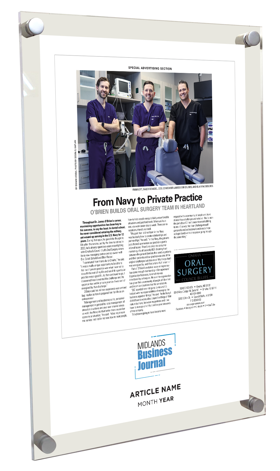 Midlands Business Journal Covers & Articles<br> Plaque