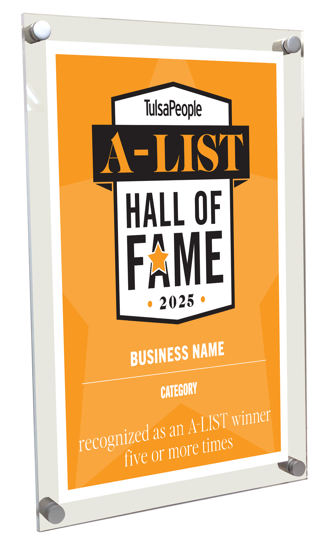 TulsaPeople - A-List Hall of Fame - Acrylic Plaques