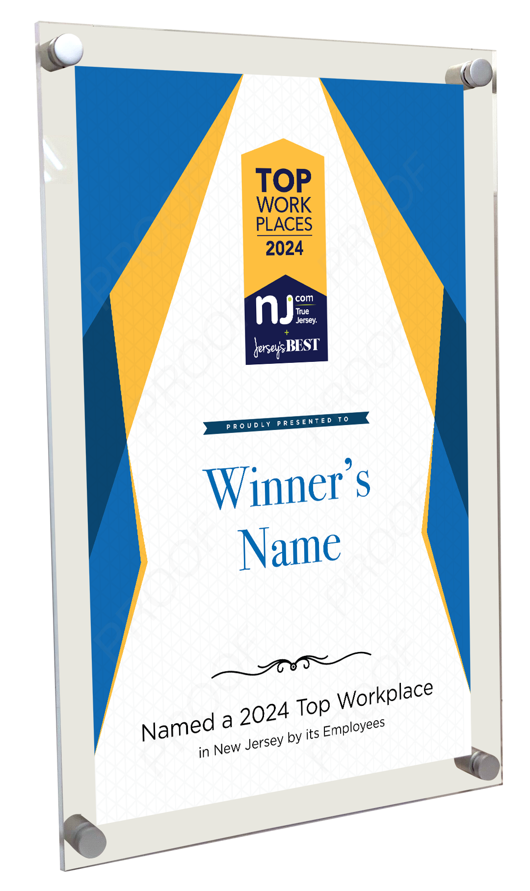 NJ.com and Jersey's Best Top Workplace Award Plaque | Acrylic Standoff