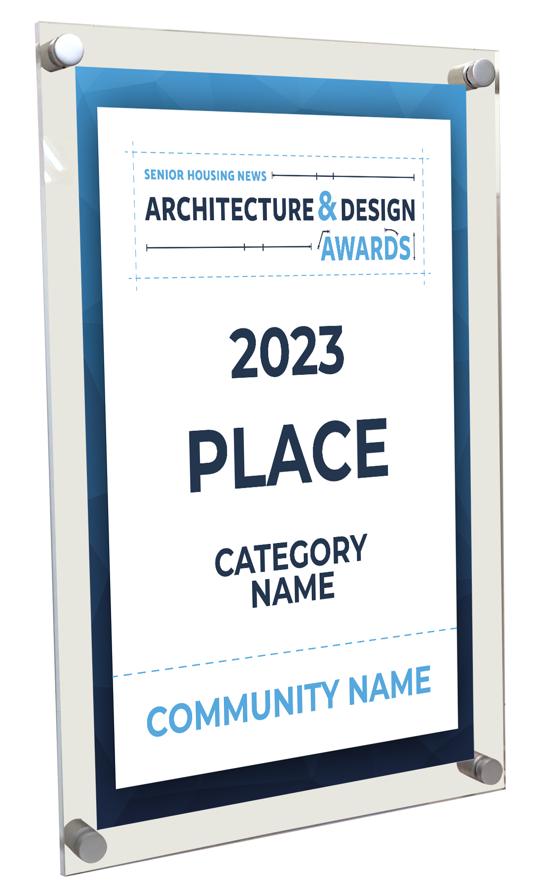 Aging Media SHN Architecture & Design Awards - Acrylic Standoff Plaque