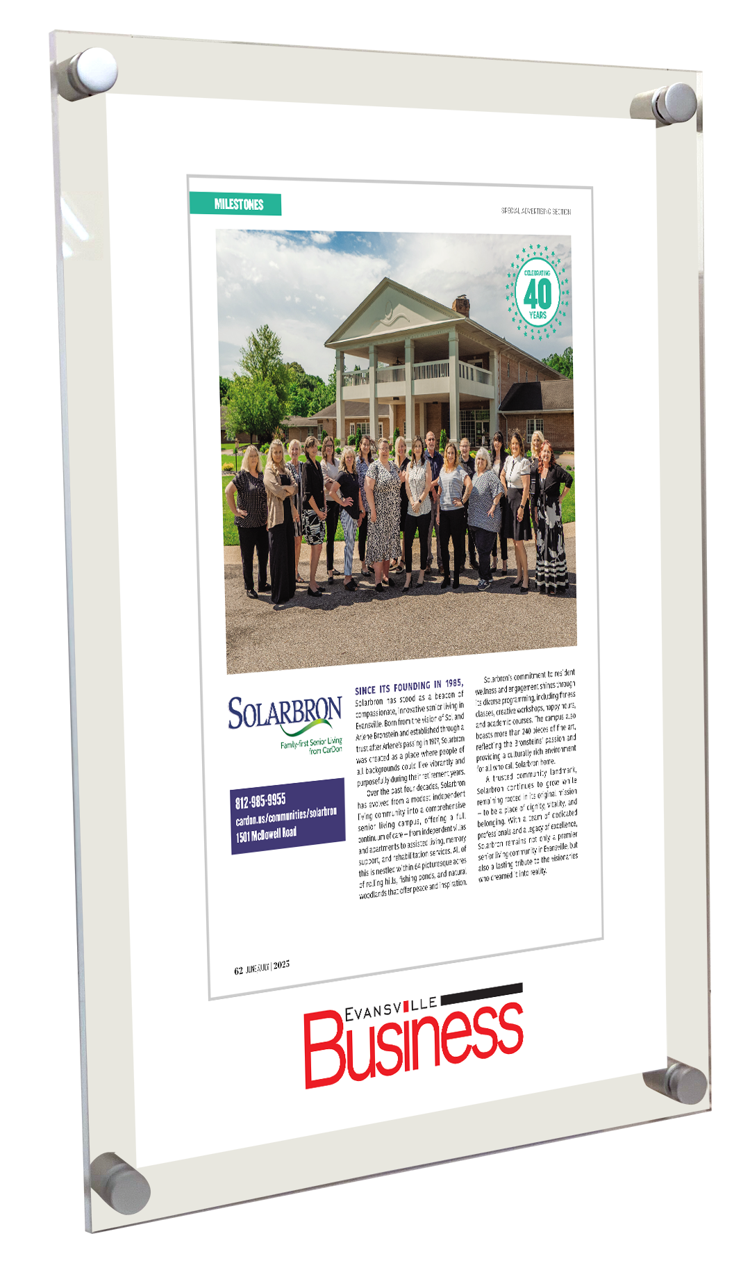 Evansville Business - Milestones - Acrylic Plaques