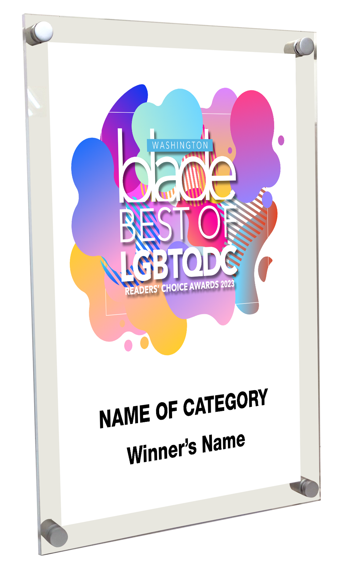 Washington Blade Best of LGBTQ DC Award - Acrylic Standoff Plaque