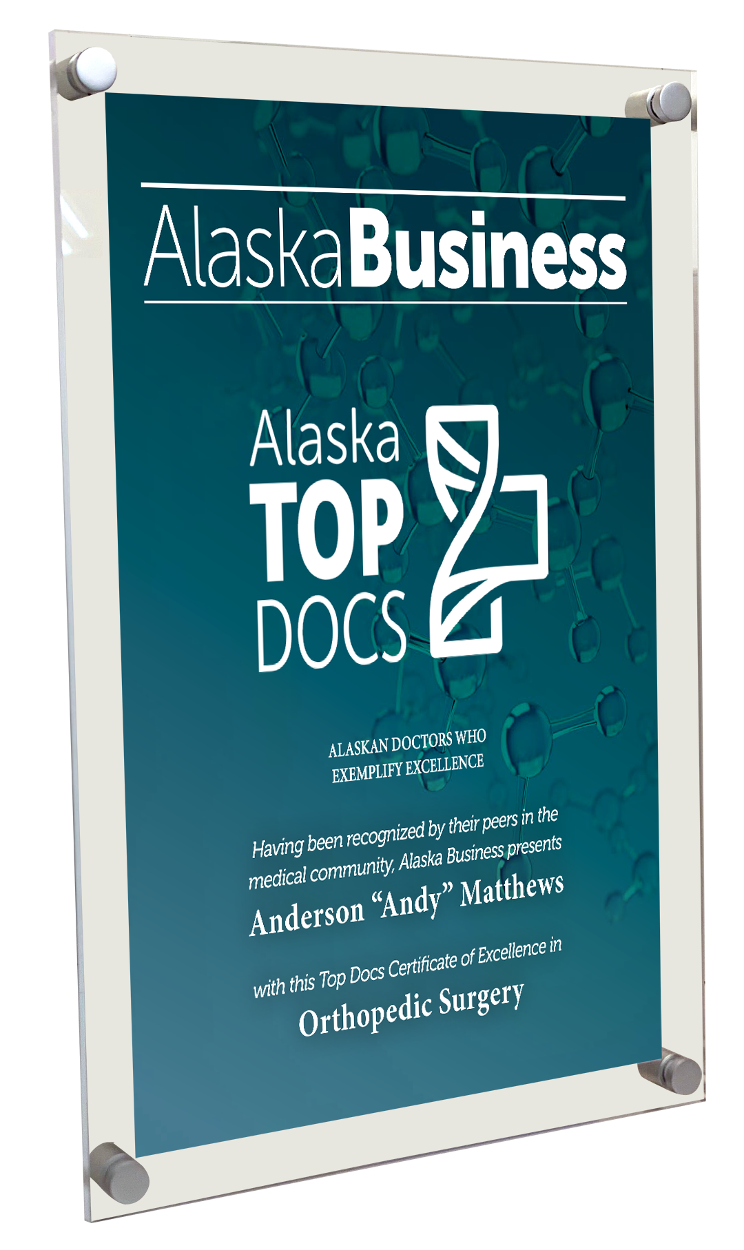 Commemorative Alaska Top Docs Acrylic Plaque