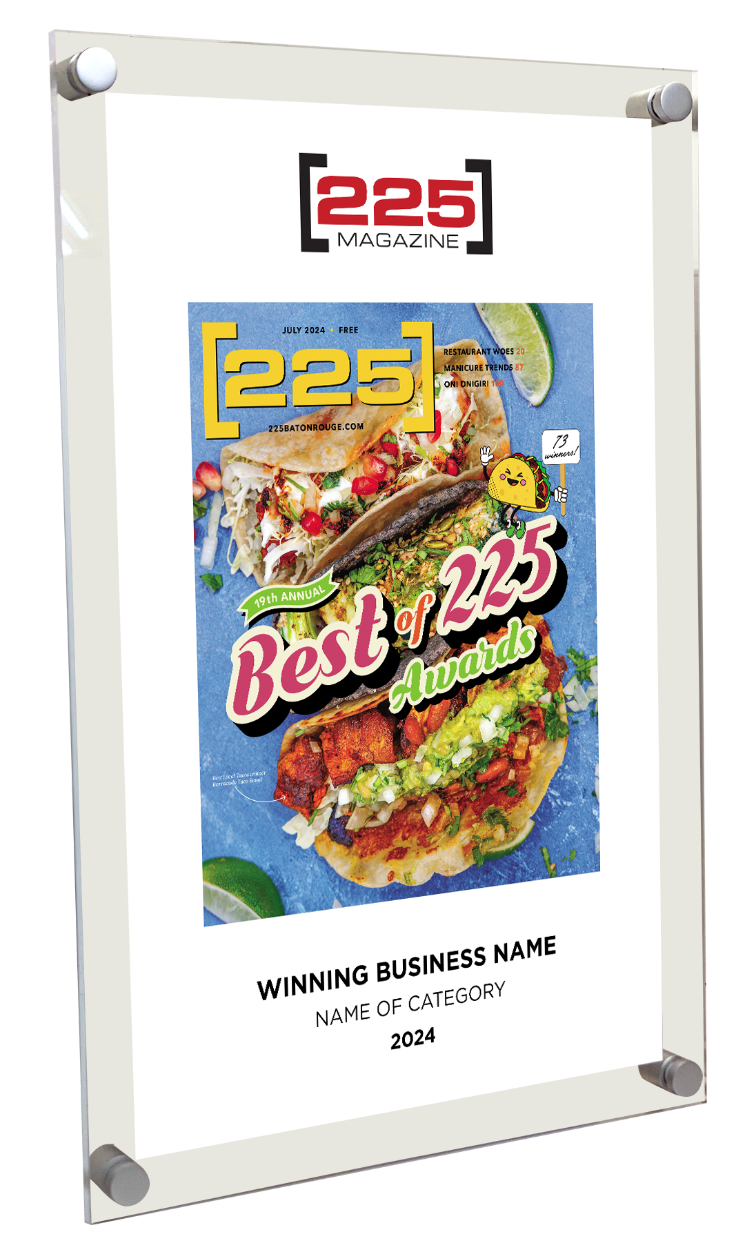 Best Of 225 Magazine Cover Plaque - Acrylic Standoff