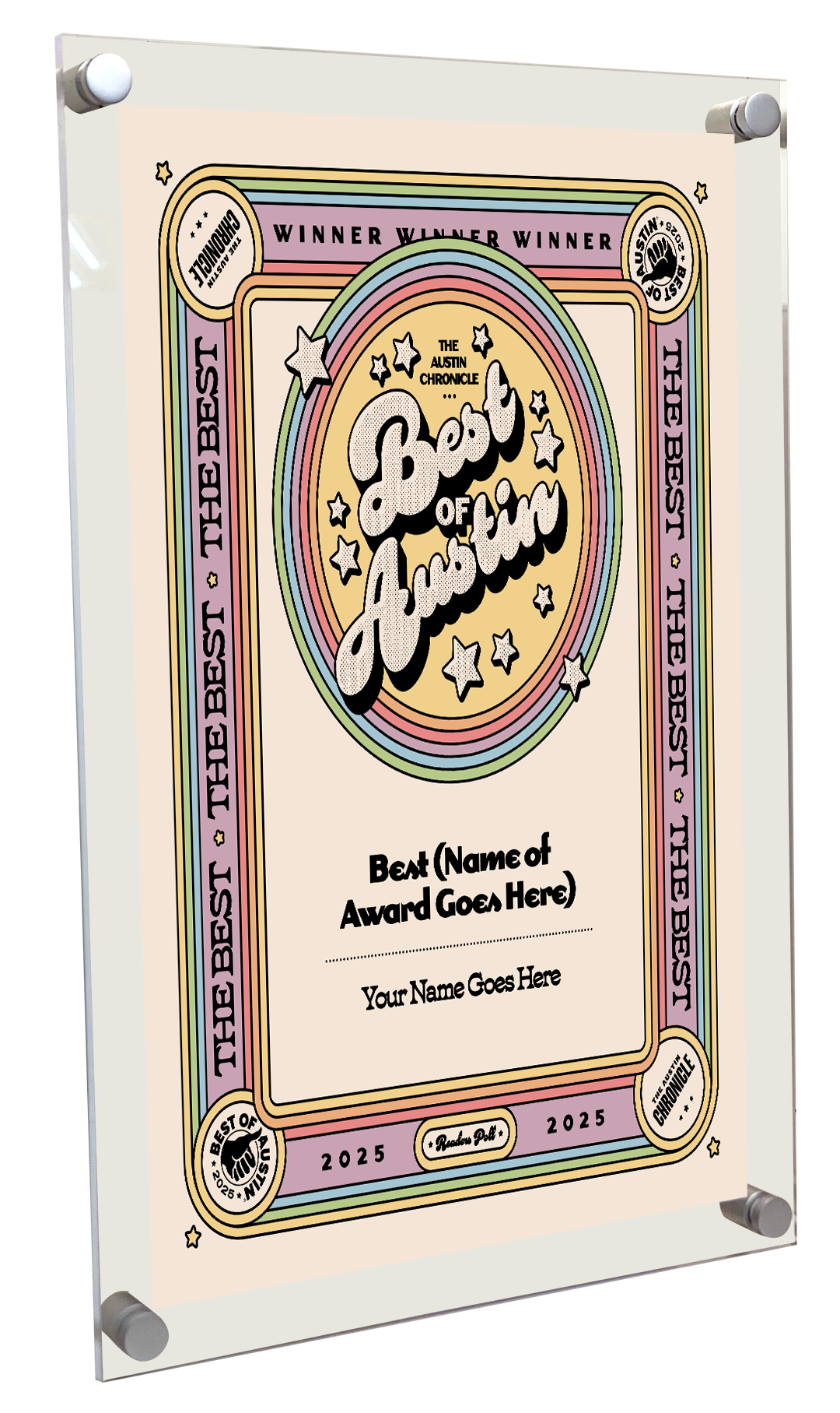 "Best of Austin” Award Plaques - Acrylic Standoff