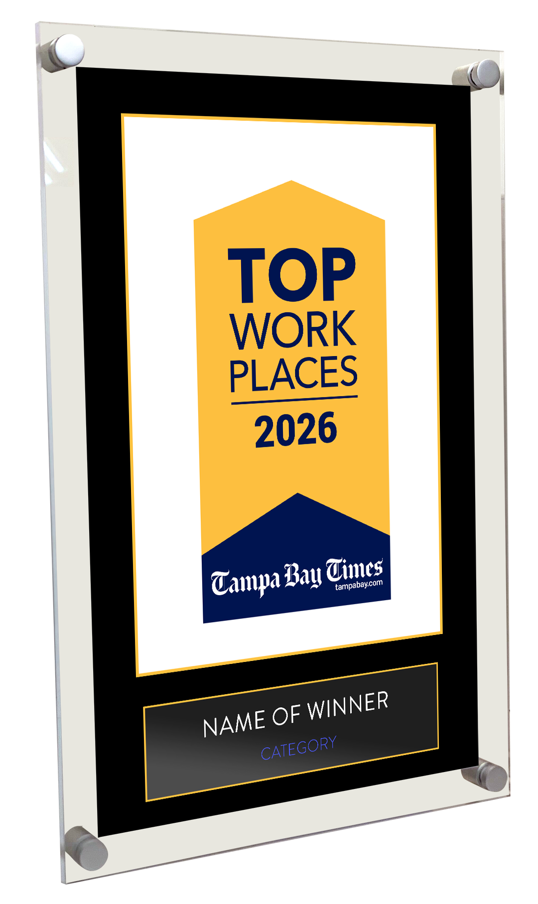 Tampa Bay Times Top Workplaces Award - Acrylic Standoff Plaque