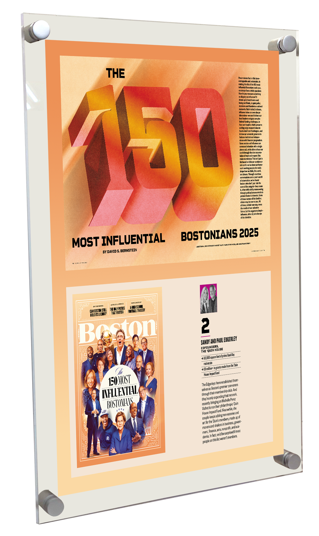 "150 Most Influential Bostonians" Award - Acrylic Standoff Plaque