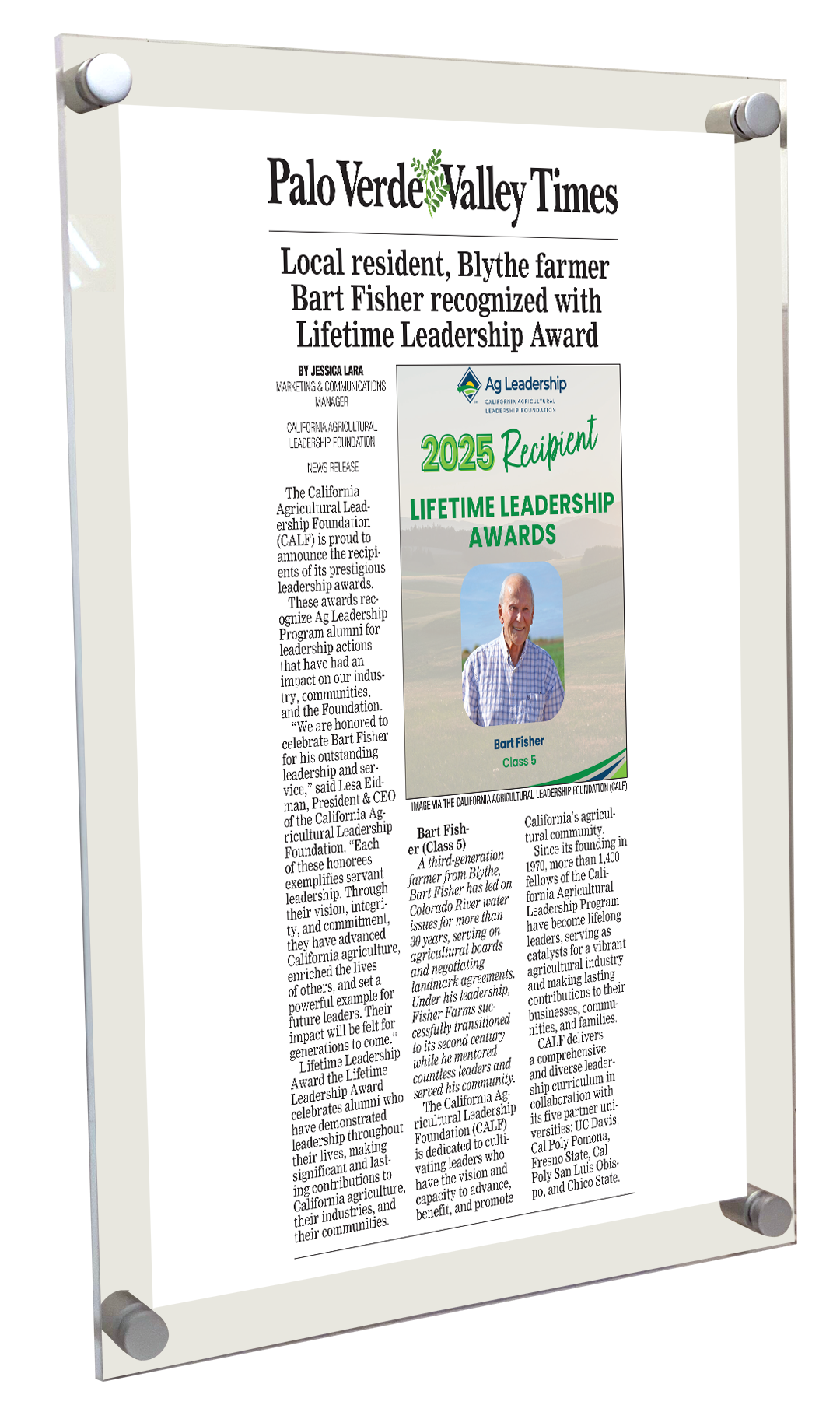 Palo Verde Valley Times Articles - Acrylic Plaques