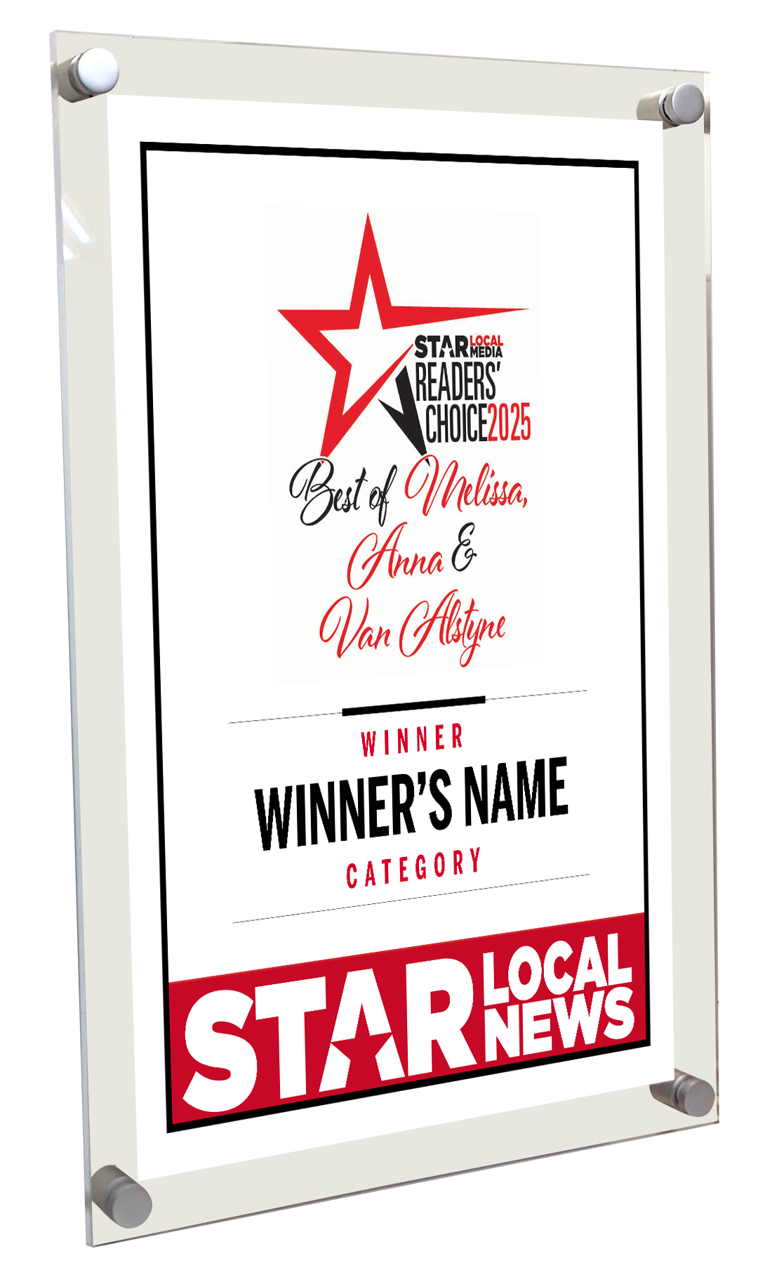 Star Local Media - Best of Melissa, Anna & Van Alstyne - Acrylic Plaques