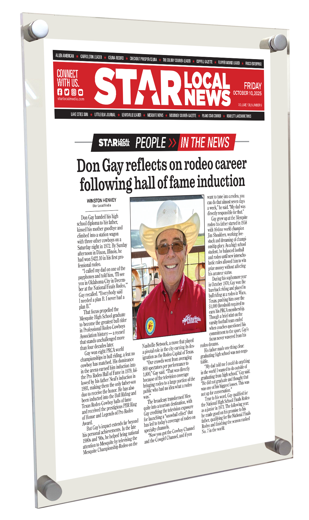 Star Local Media Article - Acrylic Standoff Plaque