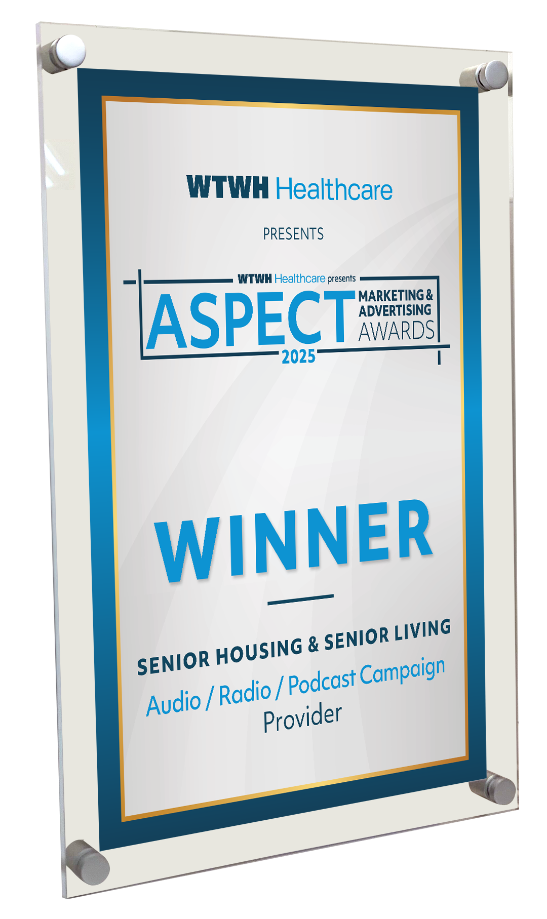 WTWH Healthcare Aspect Award - Acrylic Standoff Plaque