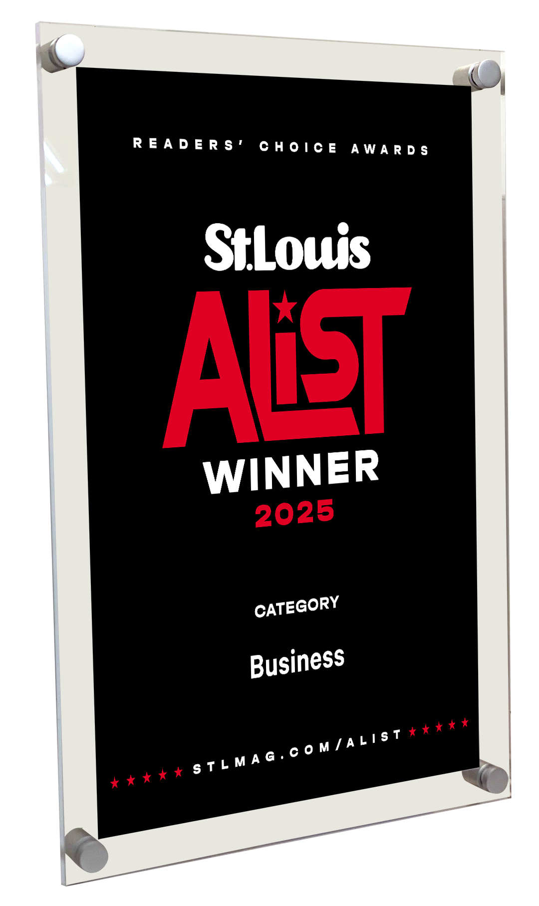 St. Louis Magazine A-List Award - Acrylic Standoff Plaque