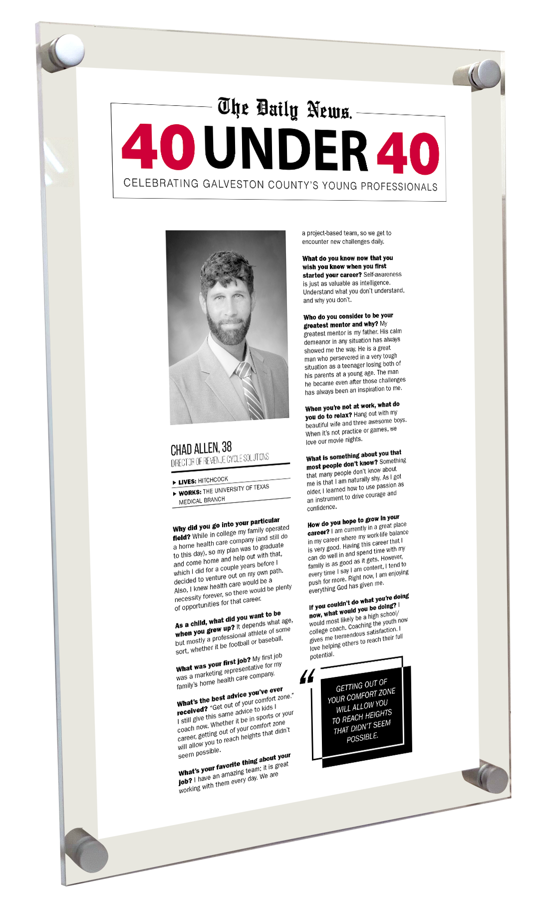 GC The Daily News - 40 Under 40 - Acrylic Plaque