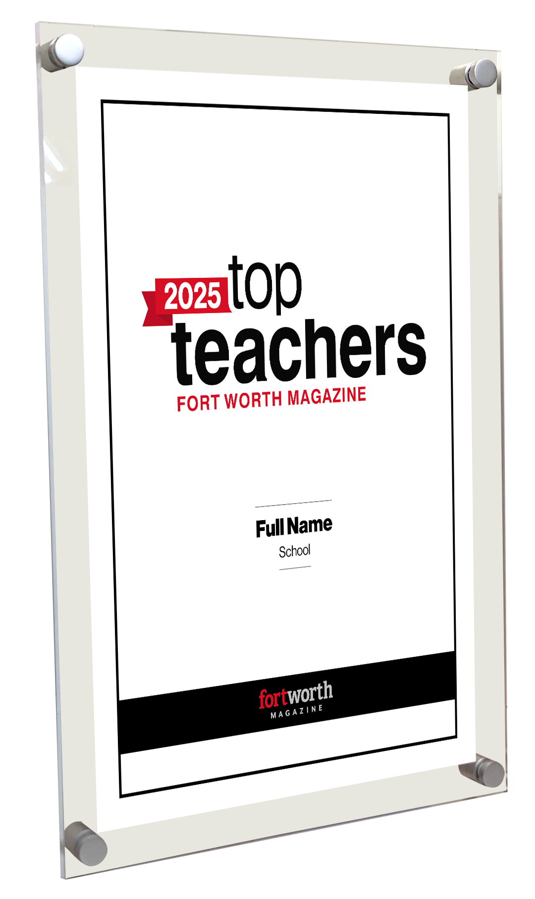 Fort Worth Magazine Top Teachers Acrylic Plaque - Award