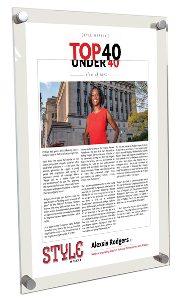 Style Weekly "Top 40 Under 40" Acrylic Plaque