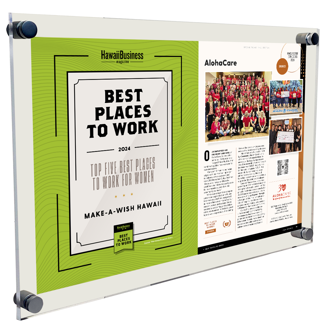 Hawaii Business Best Places to Work Article Spread- Acrylic Plaque