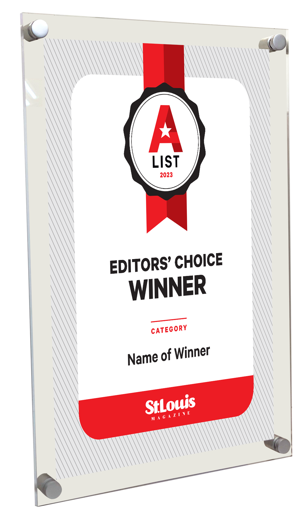 St. Louis Magazine A-List Award - Acrylic Standoff Plaque