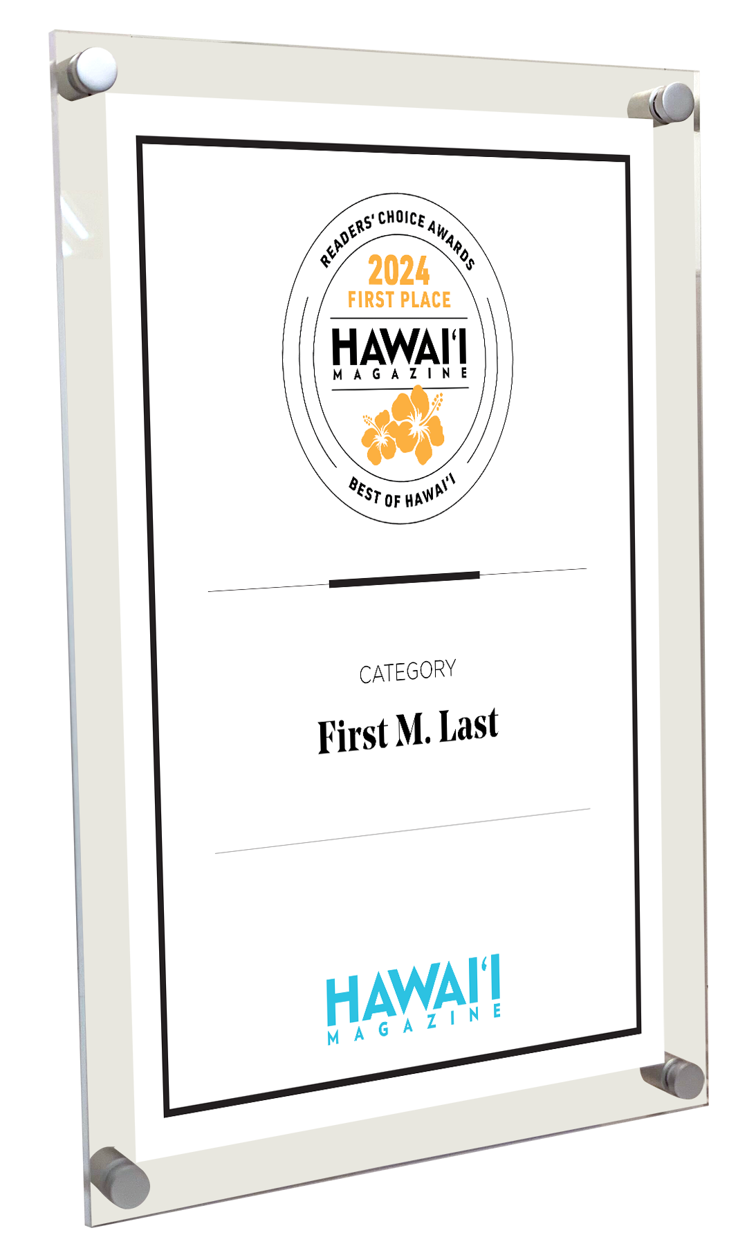 Hawaii Magazine: Reader's Choice Awards - Acrylic Plaque