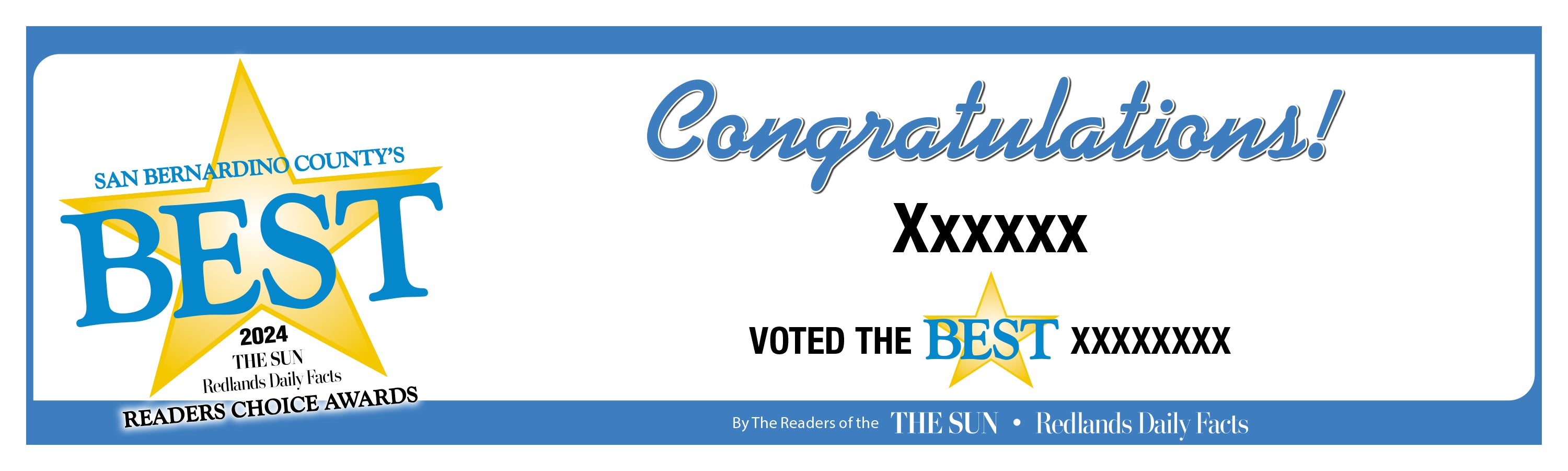 The Sun & Daily Facts Best Of Certificate and Readers Choice Award | Outdoor Banners