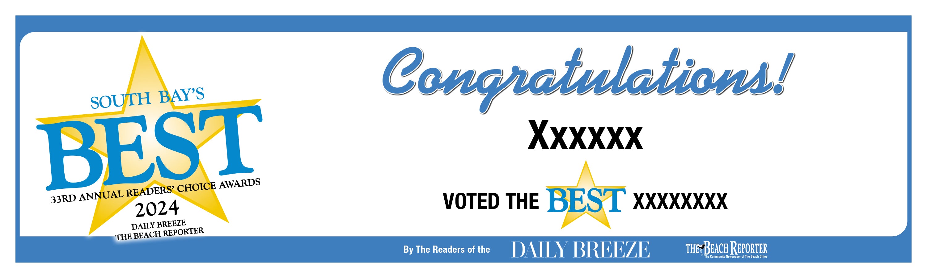 South Bay's Best Of Certificate and Readers Choice Award | Outdoor Banners