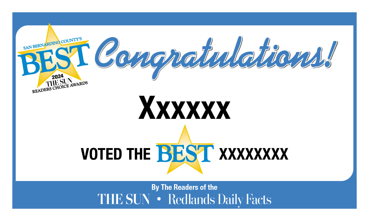 The Sun & Daily Facts Best Of Certificate and Readers Choice Award | Outdoor Banners