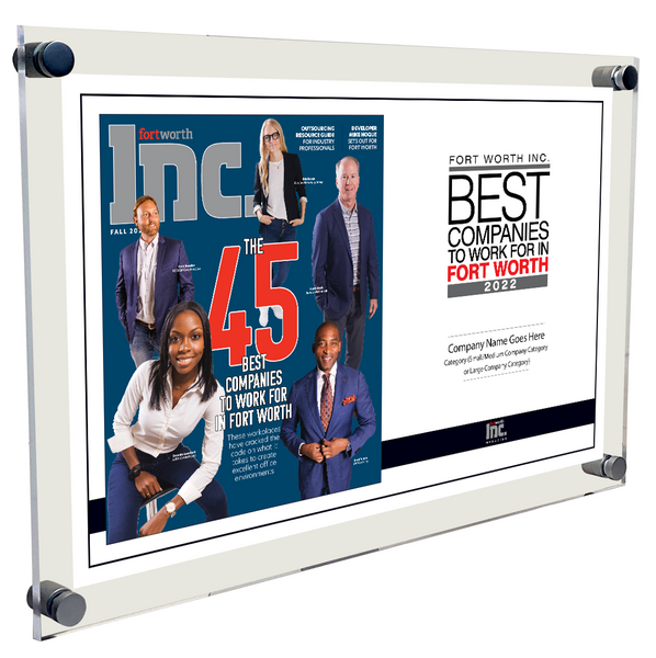 Fort Worth Inc. Best Companies to Work For Award Spread Acrylic Plaque